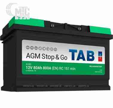 Аккумуляторы Аккумулятор TAB AGM Stop & Go  [213080] 6СТ-80 Ач R EN800 А 315x175x190мм